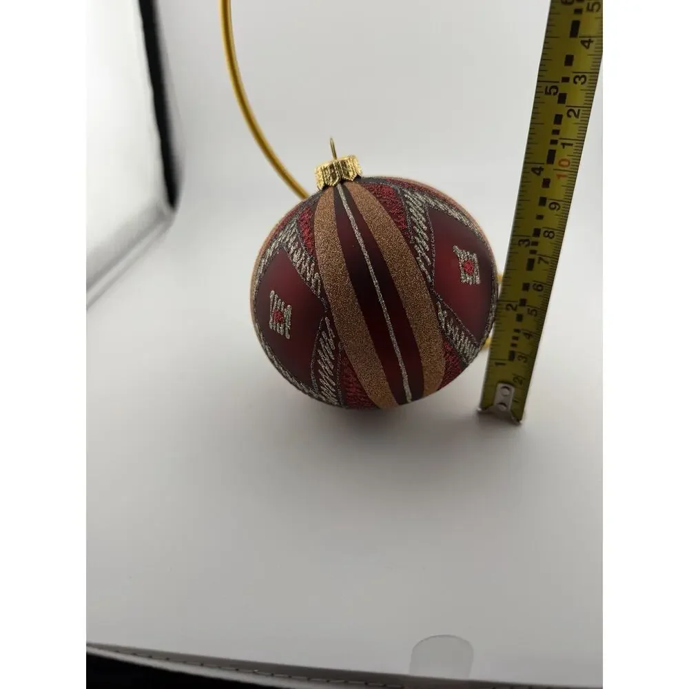 Large 4inch Hand Painted Native American Christmas Ornament Glass Red/Orange